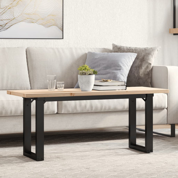vidaXL Table basse à piètement en O 110x40x45,5 cm Bois de pin massif Acier
