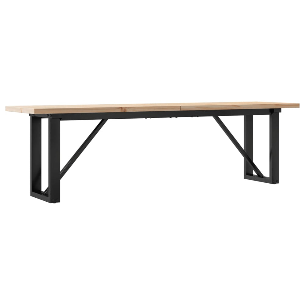 vidaXL Table basse à piètement en O 160x40x45,5 cm Bois de pin massif Acier