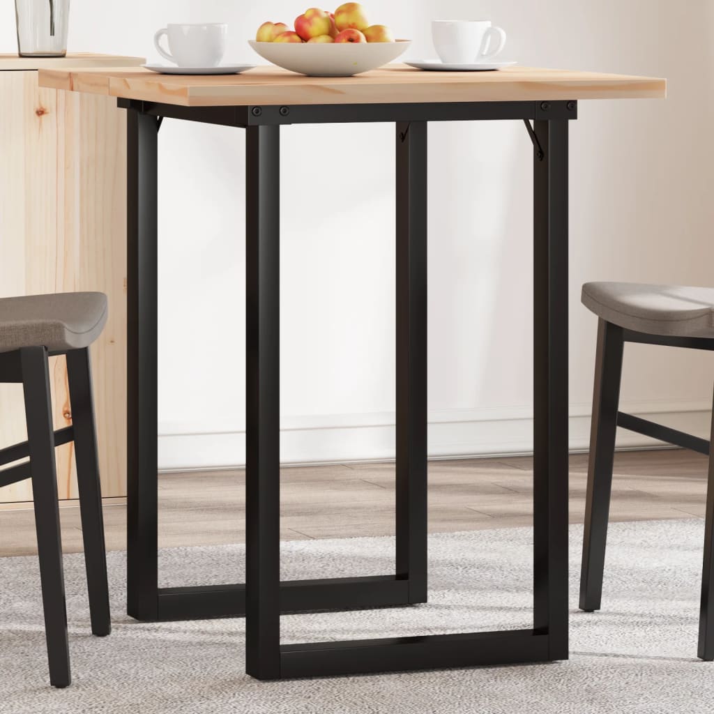 vidaXL Table de salle à manger avec pieds en O 70x70x75,5 cm Bois de pin massif et acier