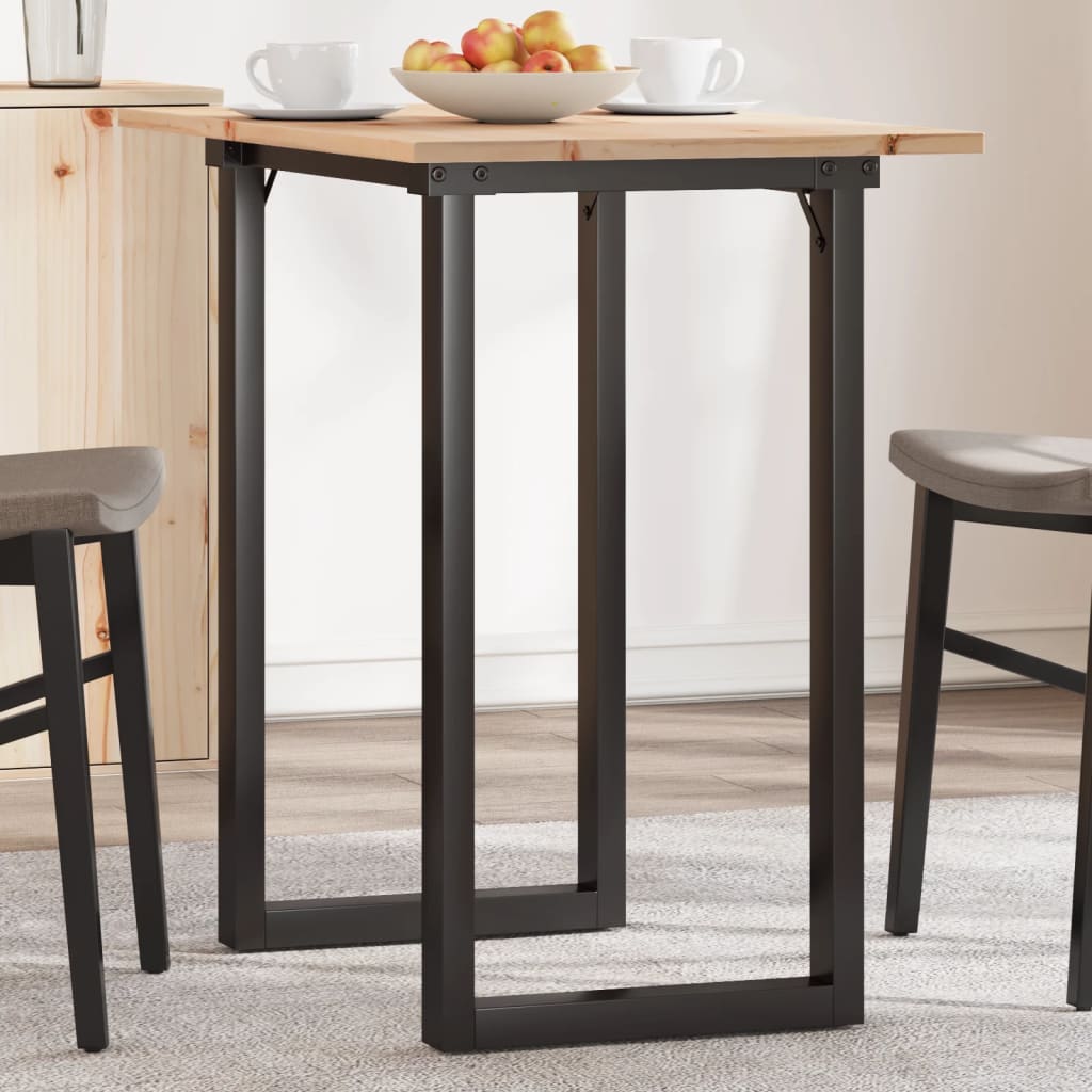 vidaXL Table de salle à manger piètement en O 80x50x75,5 cm Bois de pin massif et acier