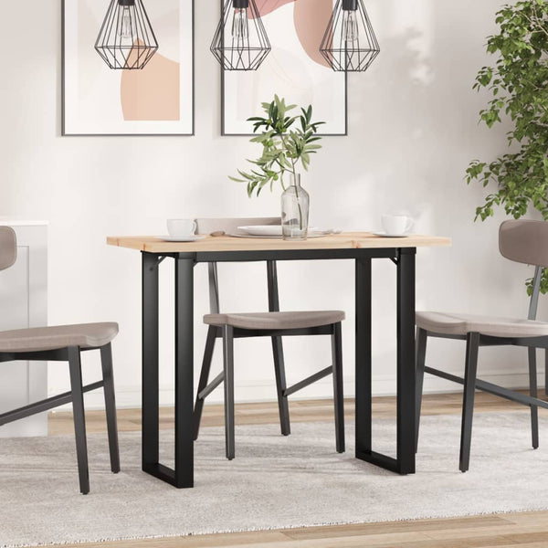 vidaXL Table de salle à manger avec pieds en O 100x50x75,5 cm Pin massif et acier