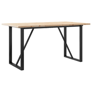 vidaXL Table de salle à manger piètement en O 140x80x75,5 cm bois de pin massif et acier