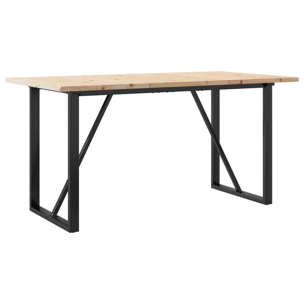 vidaXL Table de salle à manger piètement en O 140x80x75,5 cm bois de pin massif et acier