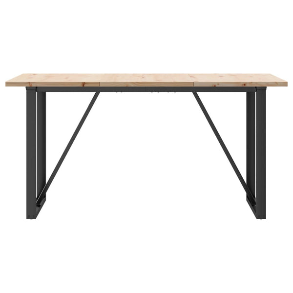 vidaXL Table de salle à manger piètement en O 140x80x75,5 cm bois de pin massif et acier