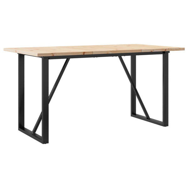 vidaXL Table de salle à manger piètement en O 140x80x75,5 cm bois de pin massif et acier