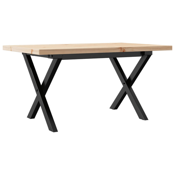 Couchtisch Kiefer Massivholz & Stahl X-Gestell