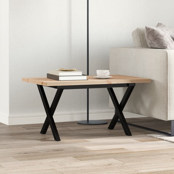 Couchtisch Kiefer Massivholz & Stahl X-Gestell