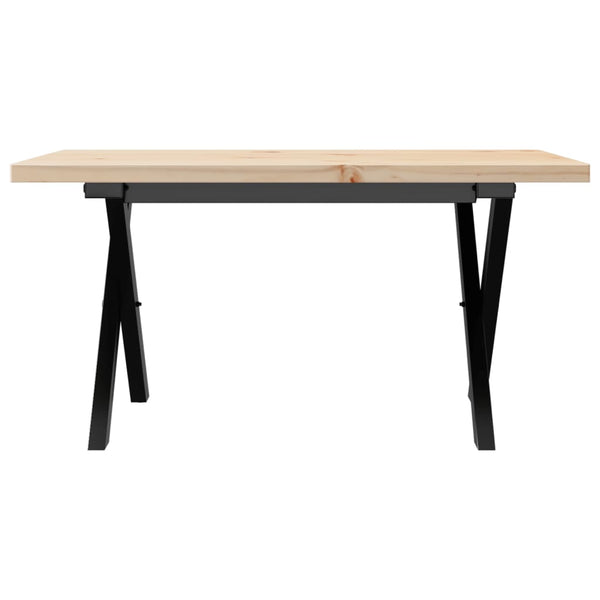 Couchtisch Kiefer Massivholz & Stahl X-Gestell