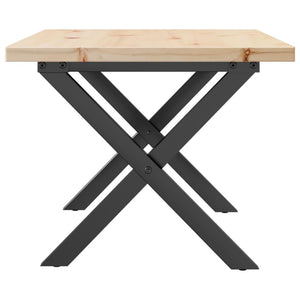 Couchtisch Kiefer Massivholz & Stahl X-Gestell