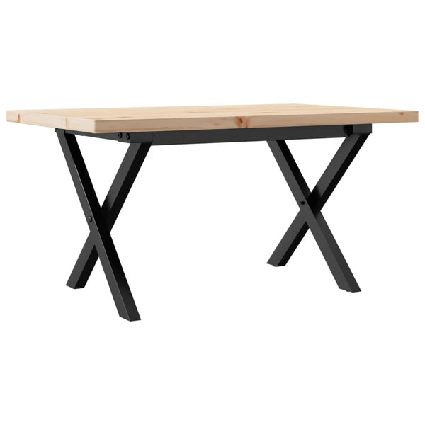 Couchtisch Kiefer Massivholz & Stahl X-Gestell