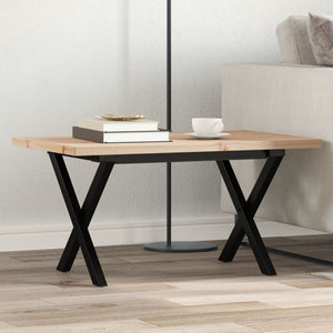 Couchtisch Kiefer Massivholz & Stahl X-Gestell