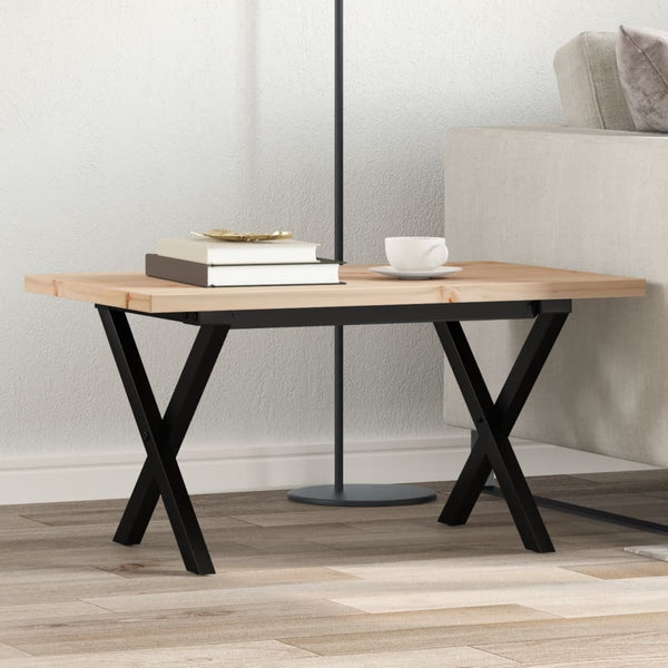 Couchtisch Kiefer Massivholz & Stahl X-Gestell