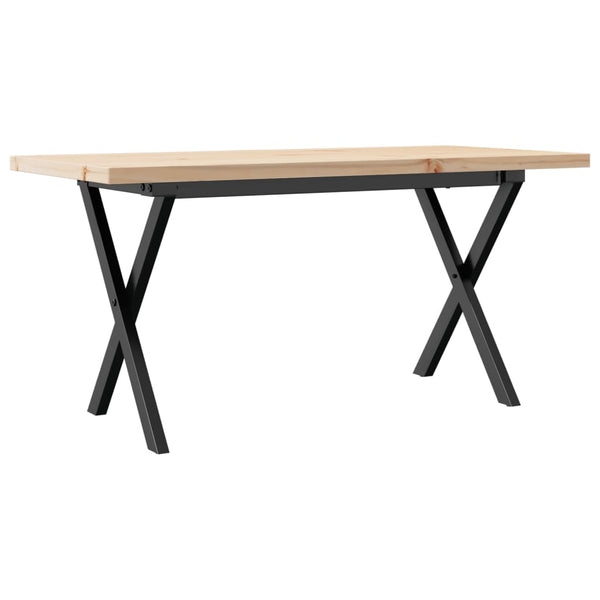 Couchtisch Kiefer Massivholz & Stahl X-Gestell