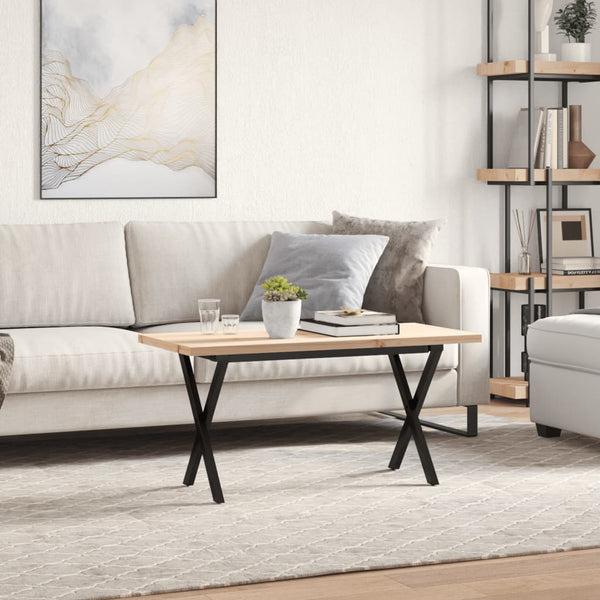 Couchtisch Kiefer Massivholz & Stahl X-Gestell