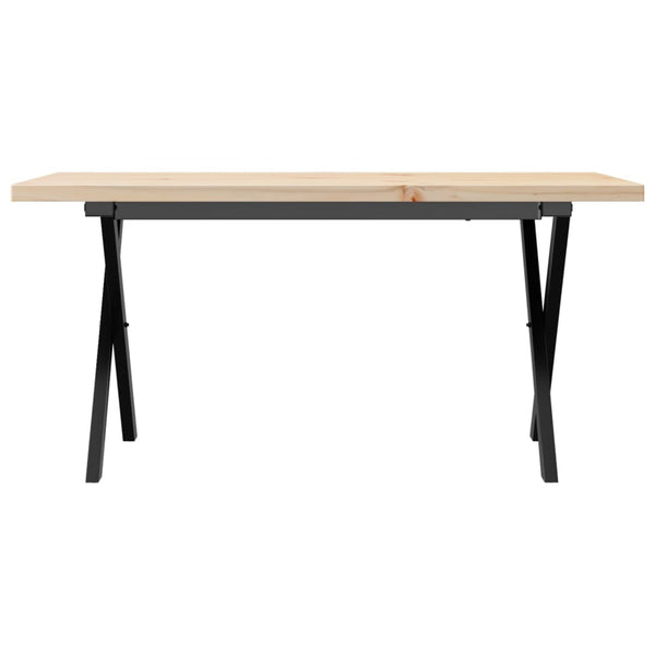 Couchtisch Kiefer Massivholz & Stahl X-Gestell