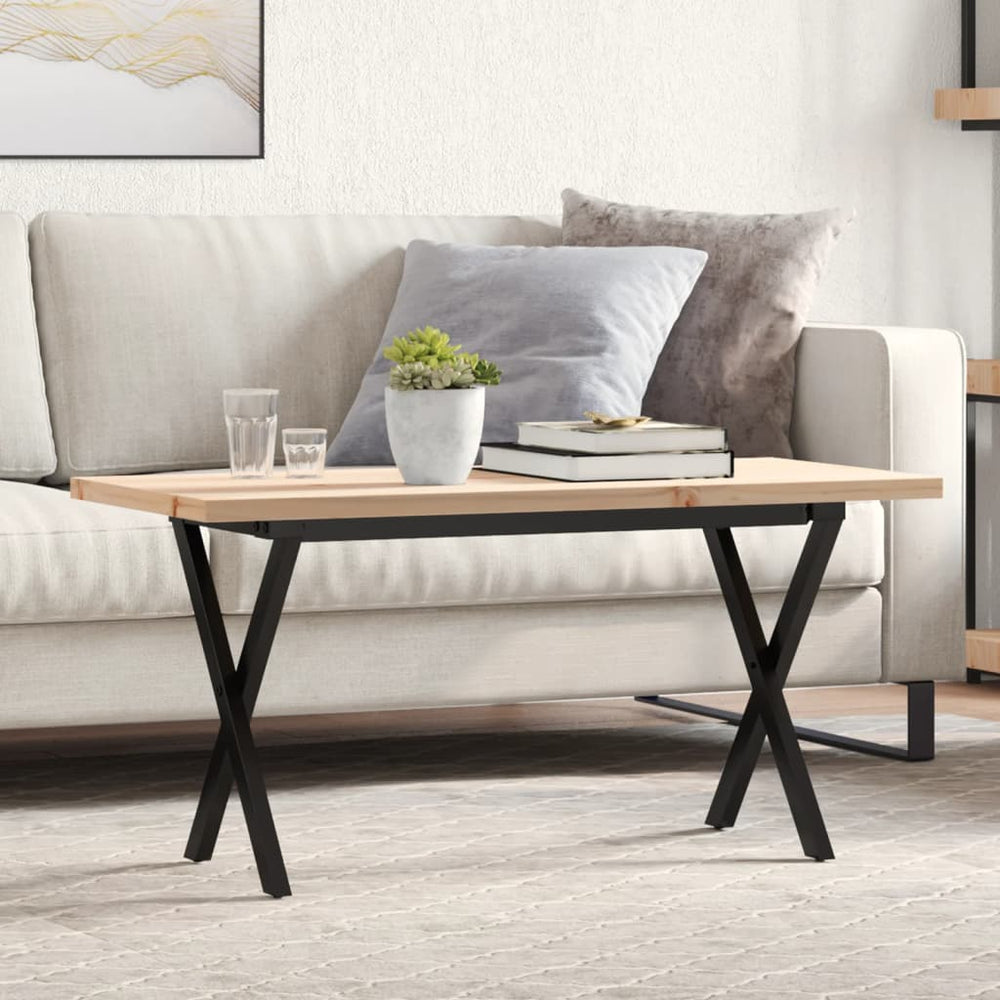 Couchtisch Kiefer Massivholz & Stahl X-Gestell