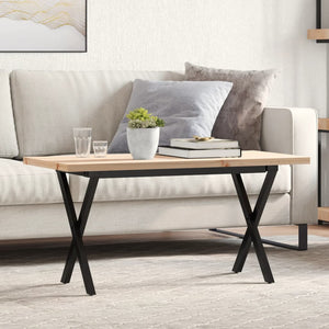 Couchtisch Kiefer Massivholz & Stahl X-Gestell