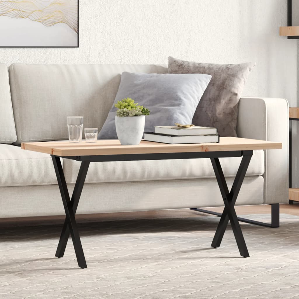 Couchtisch Kiefer Massivholz & Stahl X-Gestell