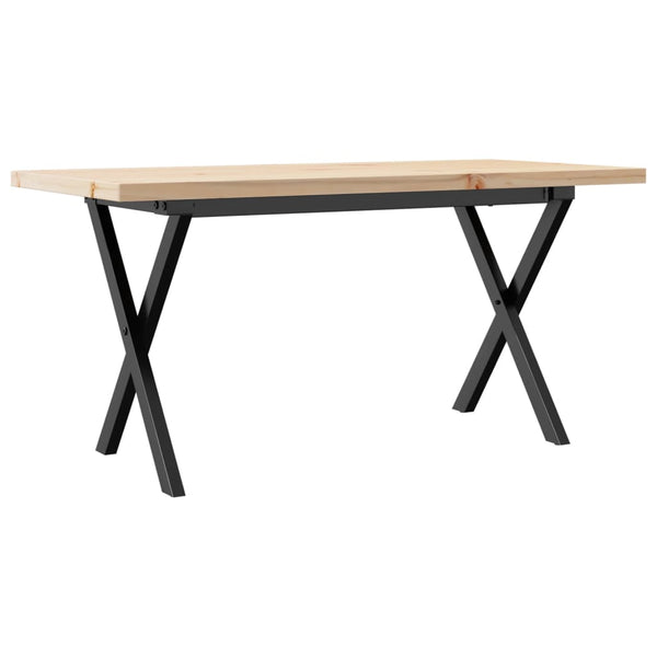 Couchtisch Kiefer Massivholz Stahl X-Gestell