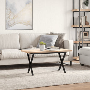Couchtisch Kiefer Massivholz Stahl X-Gestell