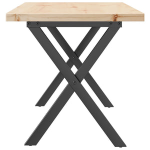 Couchtisch Kiefer Massivholz Stahl X-Gestell