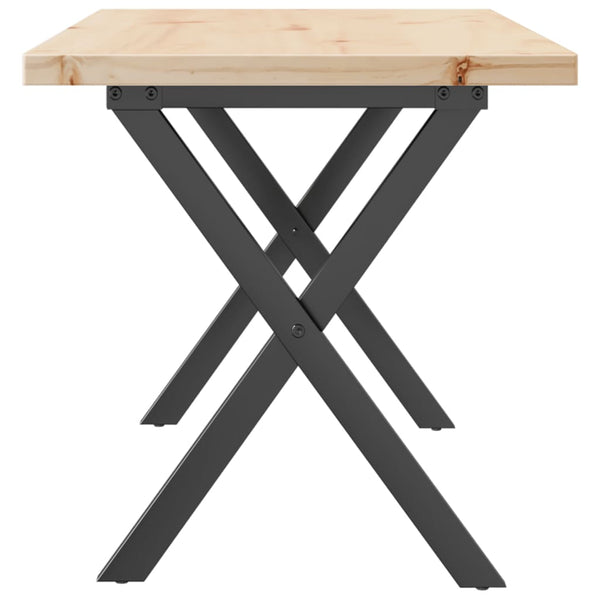 Couchtisch Kiefer Massivholz Stahl X-Gestell