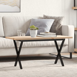 Couchtisch Kiefer Massivholz Stahl X-Gestell