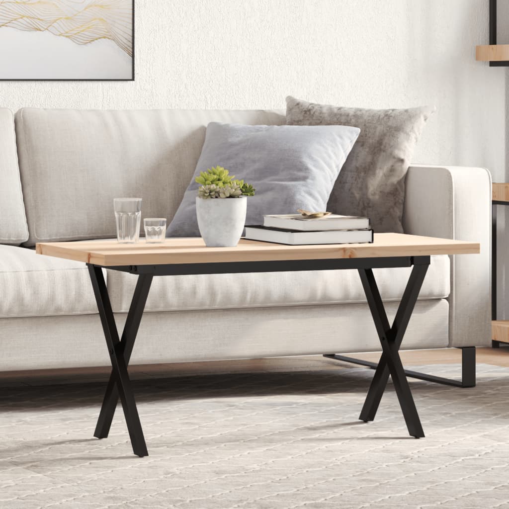 Couchtisch Kiefer Massivholz Stahl X-Gestell