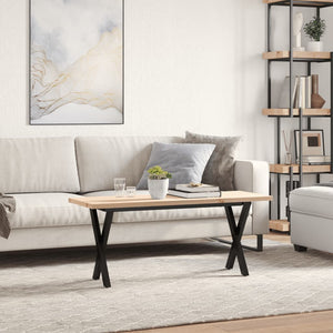 vidaXL Coffee Table X-Leg 110x40x45.5 cm Solid Pine Wood Steel