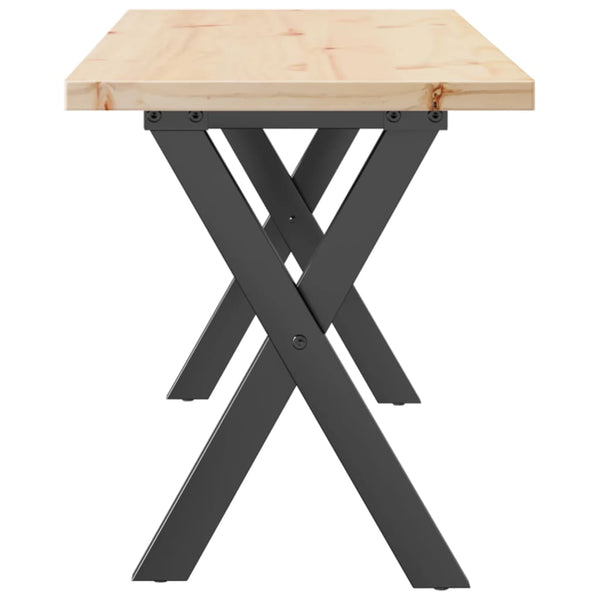 vidaXL Coffee Table X-Leg 110x40x45.5 cm Solid Pine Wood Steel