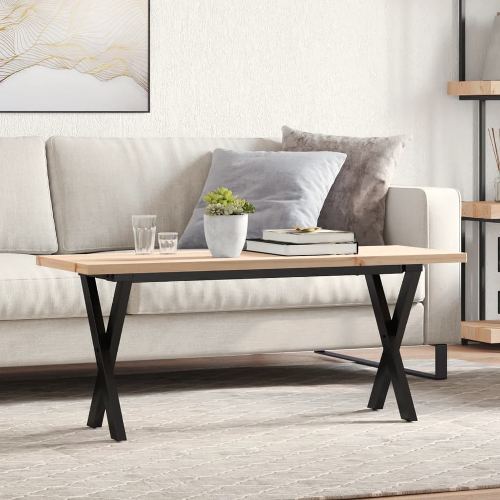 vidaXL Coffee Table X-Leg 110x40x45.5 cm Solid Pine Wood Steel