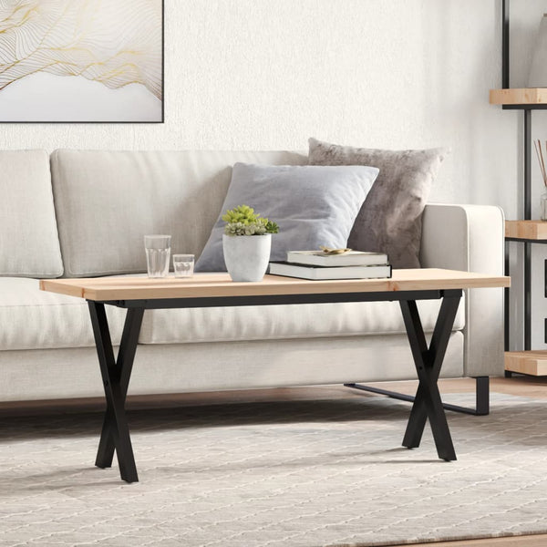 vidaXL Coffee Table X-Leg 110x40x45.5 cm Solid Pine Wood Steel