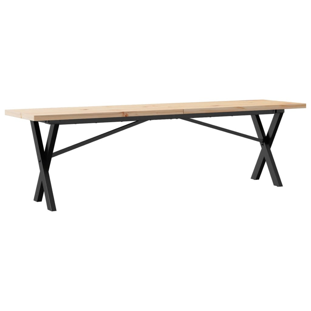 vidaXL Table basse à piètement en X 160x40x45,5 cm Pin massif Acier