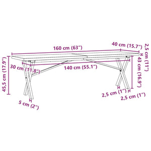 Couchtisch Kiefer Massivholz X-Gestell 160cm
