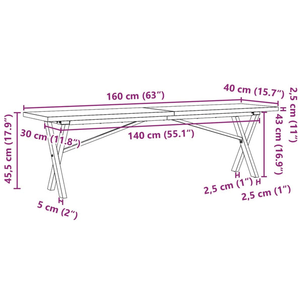 Couchtisch Kiefer Massivholz X-Gestell 160cm
