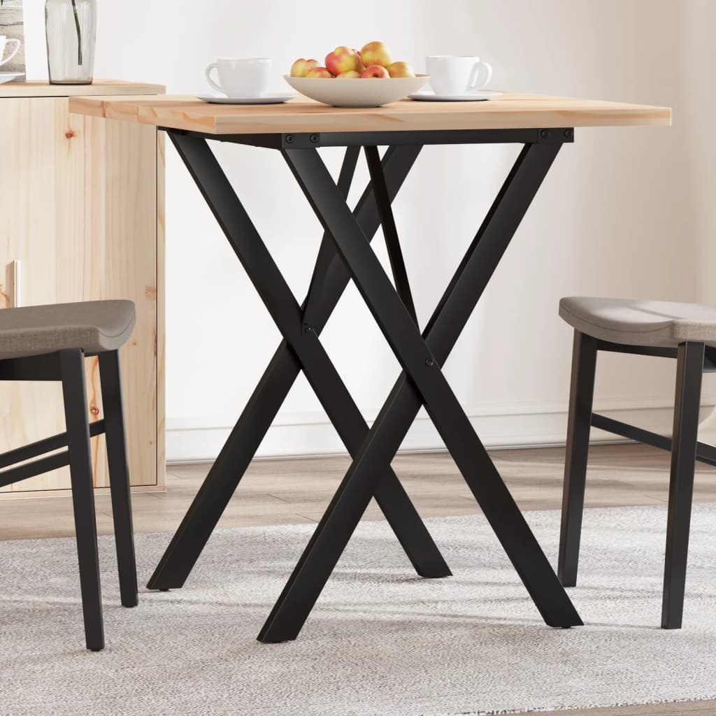 Esstisch Kiefer Massivholz Stahl X-Gestell 70x70 cm