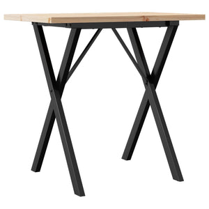 vidaXL Table de salle à manger piètement en X 80x50x75,5 cm bois de pin massif et acier