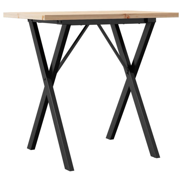 vidaXL Table de salle à manger piètement en X 80x50x75,5 cm bois de pin massif et acier