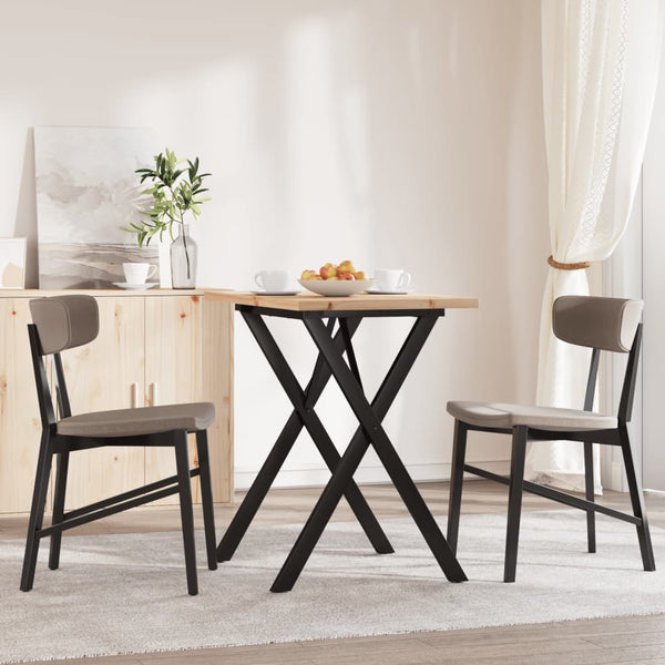 vidaXL Table de salle à manger piètement en X 80x50x75,5 cm bois de pin massif et acier