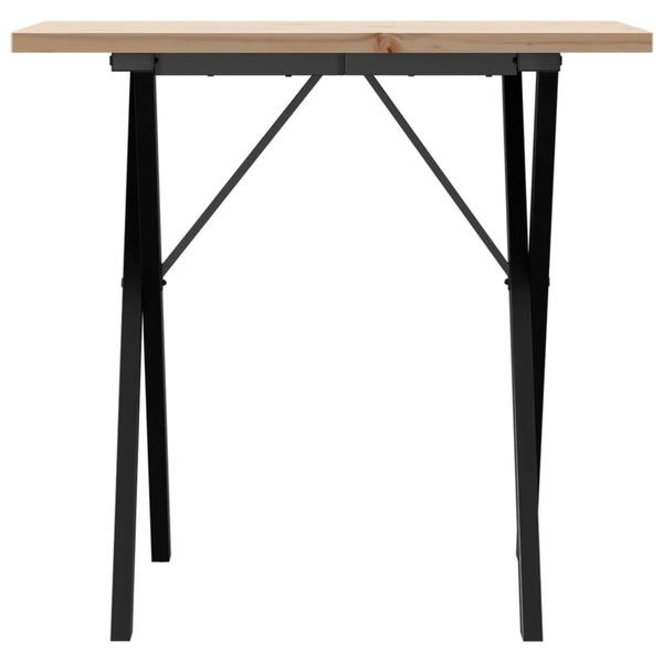 vidaXL Table de salle à manger piètement en X 80x50x75,5 cm bois de pin massif et acier