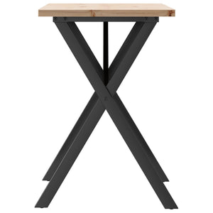 vidaXL Table de salle à manger piètement en X 80x50x75,5 cm bois de pin massif et acier
