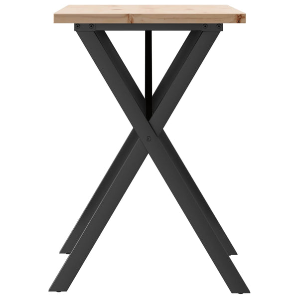 vidaXL Table de salle à manger piètement en X 80x50x75,5 cm bois de pin massif et acier