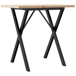 vidaXL Table de salle à manger piètement en X 80x50x75,5 cm bois de pin massif et acier