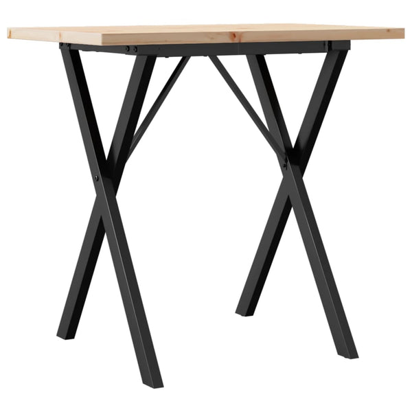 vidaXL Table de salle à manger piètement en X 80x50x75,5 cm bois de pin massif et acier