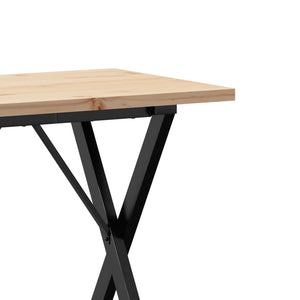 vidaXL Table de salle à manger piètement en X 80x50x75,5 cm bois de pin massif et acier
