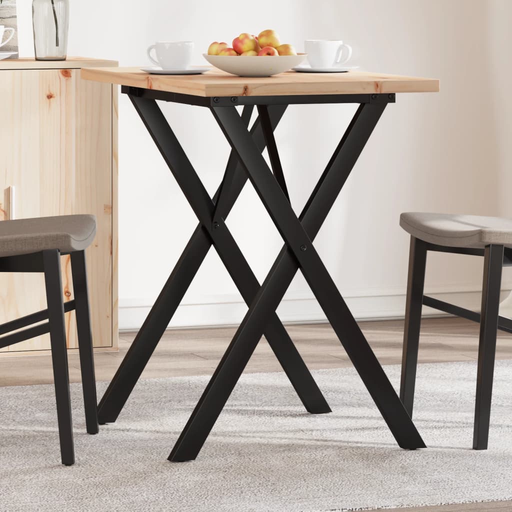 vidaXL Table de salle à manger piètement en X 80x50x75,5 cm bois de pin massif et acier