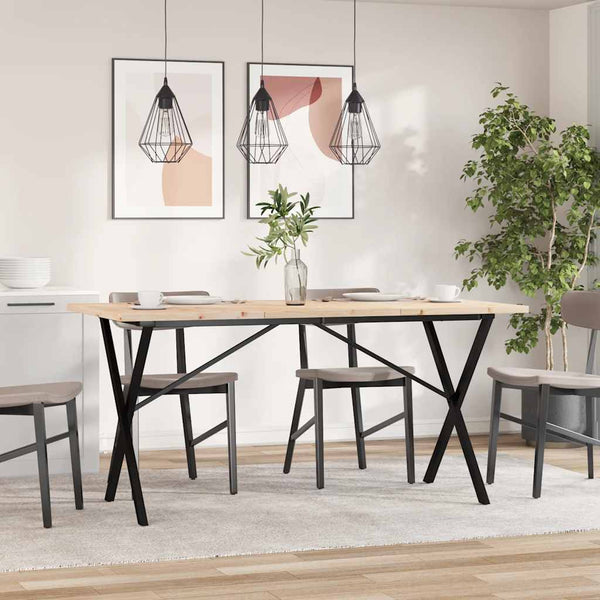 Esstisch Kiefer Massivholz & Stahl X-Gestell