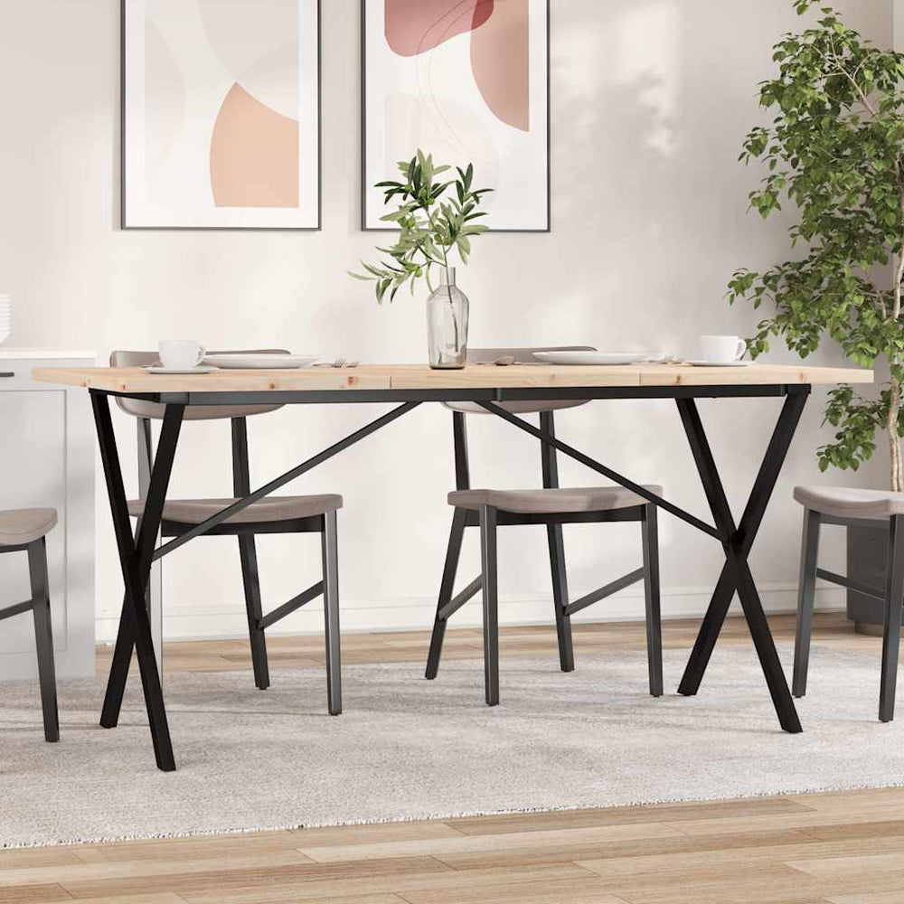 Esstisch Kiefer Massivholz & Stahl X-Gestell