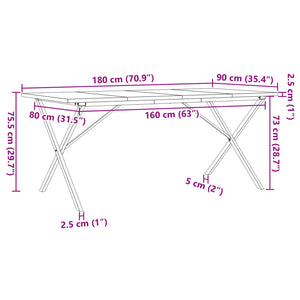 Esstisch Kiefer Massivholz & Stahl X-Gestell 180 cm