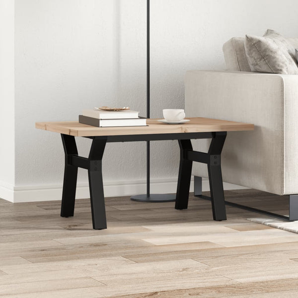 vidaXL Table basse à piètement en Y 80x50x40,5 cm en bois de pin massif et acier